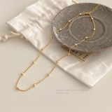 18ct Gold-Plated Beaded Satellite Chain Necklace Design 2 (18 inches)