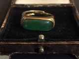Vintage Style Jewellery Natural Jade Ring 18K Gold Plated