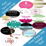 Personalised 60x34mm Oval Labels – Custom Business Company Logo Name sticker