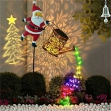 Solar Watering Can Lights Outdoor,Christmas Santa Waterproof Metal Garden  NEW