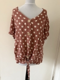 Ladies Size 16 Pink Polka Dot Blouse Short Sleeve Shirt Papaya Matalan Button Up
