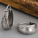 Vintage Silver Hoop Earrings for Women Retro Bohemian Earrings Ethnic Jewellery