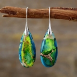 Pair of Drop earrings 925 Silver plated semi precious Jasper
