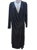 Anne Klein Women’s Black Faux Wrap Dress Size XL  14/16 Stretchy Knee Length