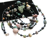 Vintage Jewellery Natural Agate Jasper Necklace, Triple row, Superb