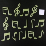 15PC Musical Note Glowing Wall Stickers 3D Green Light Home Decor Baby Kid Room