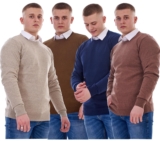 Mens Plain Jumper Ex-Chain Store Crew Neck Long Sleeve Knitted Pullover Sweater