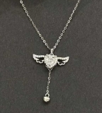 925 Sterling Silver Angel Wing Heart Pendant Necklace Women Jewellery Gift UK