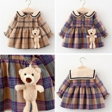Toddler Baby Girls Kids Tops Plaid Party Tutu Princess Mini Dress TOY BEAR Gift