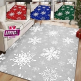 Snowflake Christmas Rug Washable Non Slip Carpet for Living Room Bedroom Kitchen