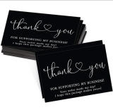 Thank You For Supporting My Small Business Cards Pack Of 50 Black Free Delivery