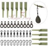 40pcs Running Rig Carp Fishing Tackle Kit Clip Rolling Swivels Angled Rig
