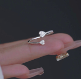 Vintage Double Heart Adjustable Ring 925 Sterling Silver Women Jewellery Gift UK