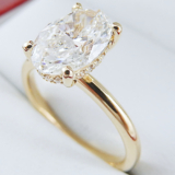 3.87 TCW Oval Cut White Moissanite Engagement Ring 14k Yellow Gold Plated