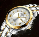 Men’s Quartz Luxury Watches Waterproof Luminous Date Steel & Gold Wristwatches