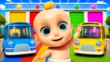 Wheels On The Bus – Learn Colors with Color Change Garage + Johny Johny Yes Papa – Kids Songs