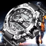 LIGE Digital Mens Military Watch 50m Waterproof Wristwatch LED Quartz Sports UK