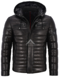 Men’s Real Leather Jacket Puffer Hooded Black Hoodie Fully Quilted Jacket 2006