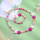 Unicorn Jewelry for Little Girls Wooden Bracelet Necklace Child