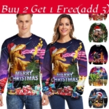 Cozy And Festive Ugly Christmas Sweater With Dinosaur Design For Women And Men