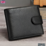 Mens RFID Blocking Genuine Leather wallet , Men Wallet with Snap Button