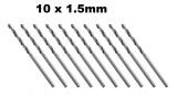 10 x 1.5mm HSS Twist Drill Bits Small Micro Model making tool Jewellery Craft