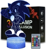 Sonic The Hedgehog 3D Night Light Lamp Illusion Bedside Table -Kids – 16 Colours