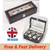 Men 3 Or 6 Grid PU Leather Watch Display Case Collection Storage Holder Box