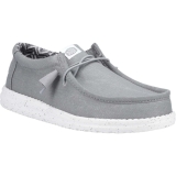 HEY DUDE Wally Canvas – Mens Lightweight Slip On Casual Shoe Light Grey