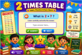 2 Times Table Chart, Voice Practice, FREE PDF Worksheet, FREE Game