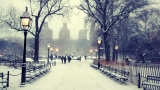 Snowy winter day in New York City