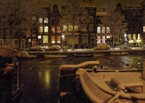 Heavy snowfall in the city of Amsterdam