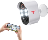 FISHBOT 1080P Wireless Security Camera, Outdoor/Indoor Home Cam with 2-Way Talk, Smart AI Human Detection, Battery Powered, 2.4G WiFi Surveillance, Cloud Storage, Night Vision (4 spotlights)