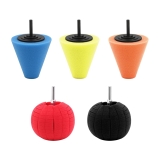 5pcs Car Polishing Sponge Set, Cone-shaped Sponge Foam Pad with 6mm Shaft, Wax Polishing Pad Tool for Car Care