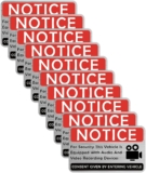 10PCS Car Camera Audio Video Recording Window Vinyl Stickers Video Surveillance Sign in Car Camera Recording Sticker for Van Truck Taxi Maxi Cab Bus Coach Drivers Security Sign Self-Adhesive