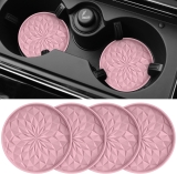 Car Coasters for Cup Holders [4 Pack] – 2.75In Silicone Auto Mug Mats – Non-Slip Recessed Car Interior Accessories Dusty Rose