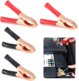 4 Pcs Crocodile Clips for Car Battery Charger, 70mm Battery Clamps Heavy Duty Pure Copper 30A Crocodile Clamps Car Battery Alligator Clips Insulated Jump Lead Clamps for Car Auto (Red/Black)