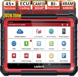 LAUNCH X431 Pro Elite Diagnostic Tool, Bi-Directional OBD2 Scanner, ECU Online Coding, Full System, 45+ Resets Services, CANFD&DOIP, FCA, with 2 Years Update