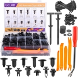 Uolor 335PCS Bumper Retainer Clips, Plastic Rivets Fasteners Push Retainer Kit, 12 Sizes Push Pin Rivets Set with Upgraded T Style Zip Ties – For Door Trim & Fender, Fits GM/Ford/Toyota/Honda/Chrysler