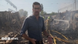 BBC visits smouldering Kyiv market after Russian strikes