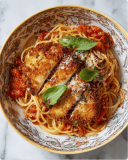 Parmesan Crusted Chicken Spaghetti