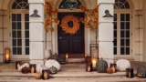How to Create a Sumptuously Spooky Halloween Doorscape That Screams Luxury