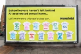 A billboard of signed school leavers’ shirts has appeared in London, and the messages aren’t what you’d expect