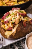 Corned Beef Stuffed Baked Potatoes on the Smoker (Crispy Skin, Tender Filling)
