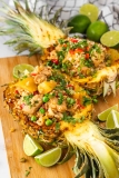 Grilled Pineapple Chicken and Rice in Pineapple Boats