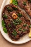 Pan Seared Lamb Leg Steaks with Mint Gremolata