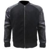 Mens Letterman Varsity Bomber Jacket Melvin Robert Jacket Genuine Leather Sleeve