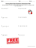 Solving Multi-Step Equations with Variables on Both Sides Worksheet