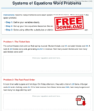Systems of Equations Word Problems Worksheet with Answers