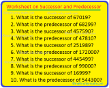 Worksheet on Successor and Predecessor
